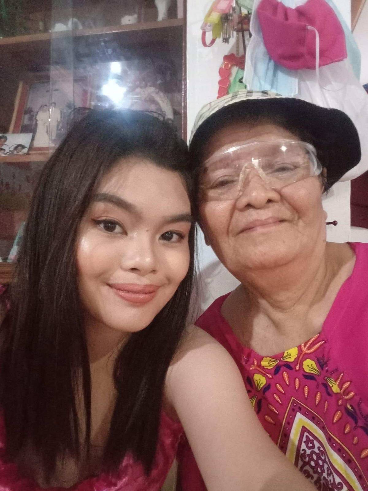 hayana Ferreras with her lola Mary Camata.